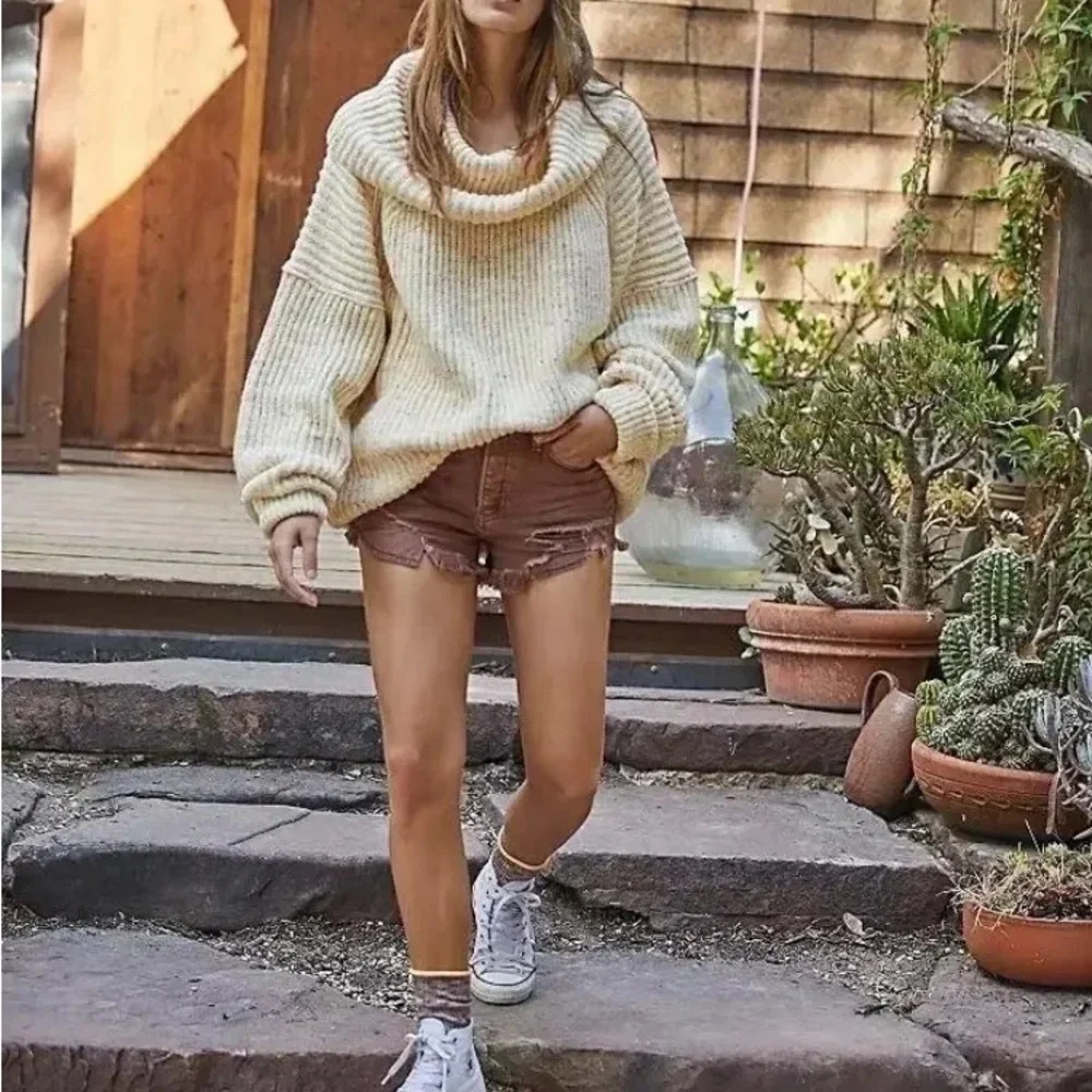 FREE PEOPLE Leo Tunic Sweater XS‎ $168 Retail Oversized Yellow Multicolored NWOT